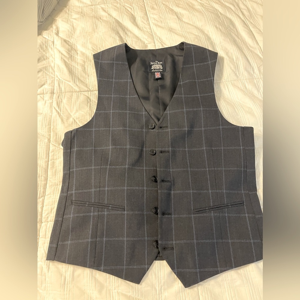The Savile Row Company grey Vest with powder blue pin stripes size medium